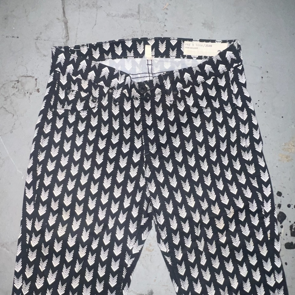 RAG & BONE WOMEN’S ARROW PRINT STRAIGHT LEG JEANS, SIZE US 26, BLACK/WH… - Picture 2 of 7